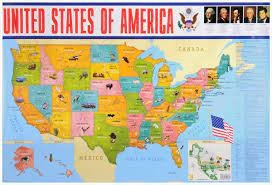 Вакс Карта США на английском языке (58 х 87см) без возврата