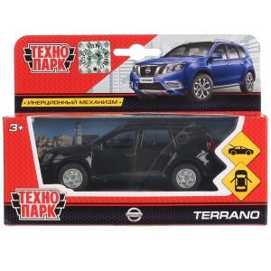 Машина металл Nissan Terrano черный 12 см, откр.дв., багаж., инерц. Технопарк в кор.2*24шт