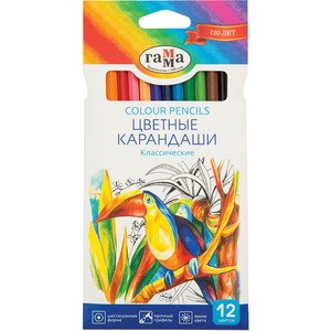 Набор цветных карандашей "Классические", шестигранные, 12 шт.