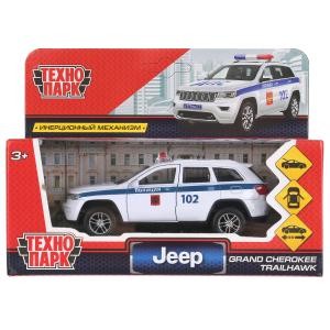 Машина металл "jeep grand cherokee полиция" 12см, инерц., белый в кор. Технопарк в кор.2*36шт
