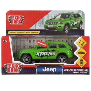 Машина металл свет-звук "jeep grand cherokee спорт" 12см, инерц., зеленый. Технопарк в кор.2*36шт