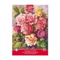 Альбом для рисования с бумагой для акварели на клею ArtBerry® Розы, А4, 20 листов